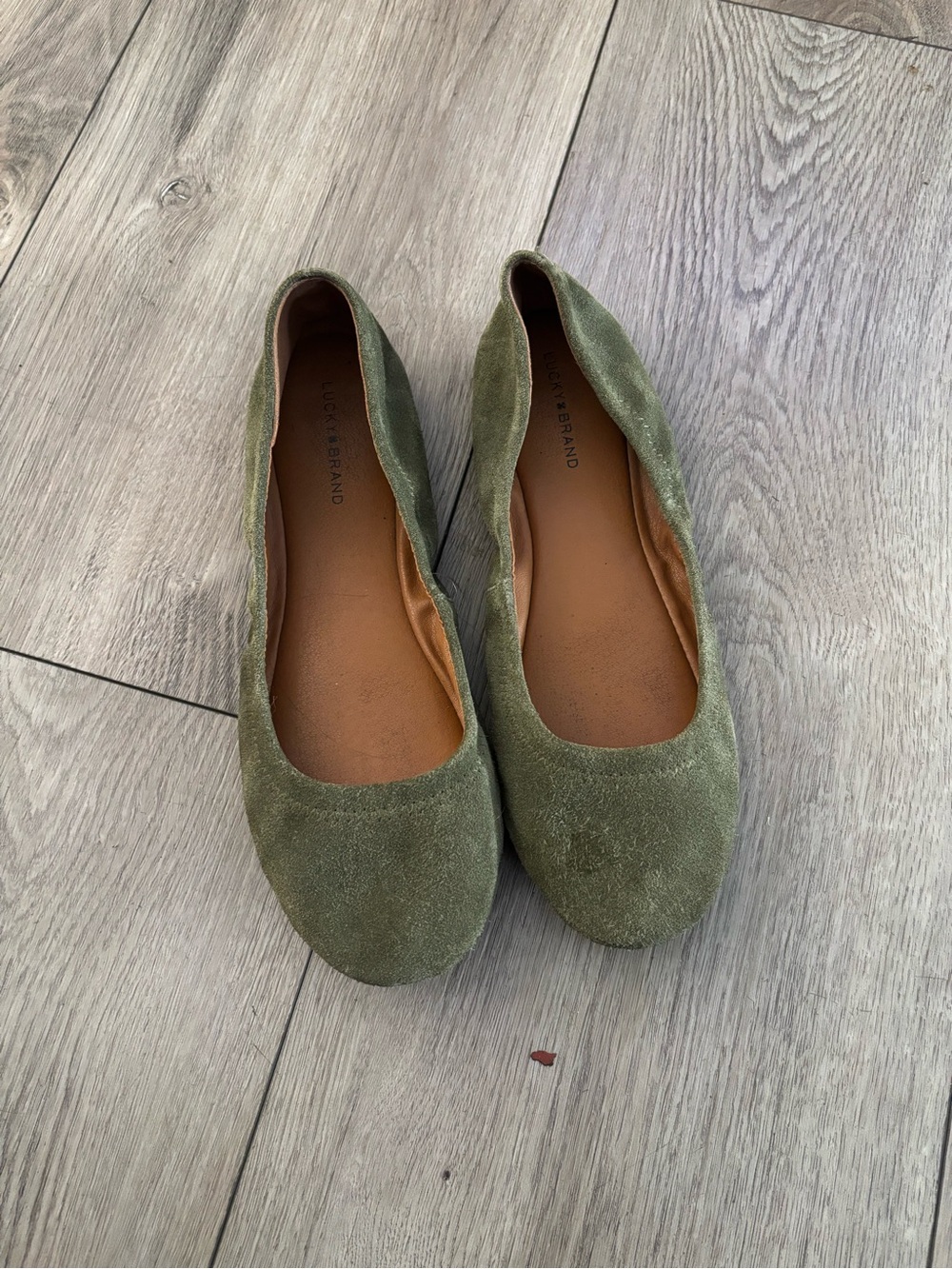 Lucky Brand Olive Green Suede Ballet Flats - Women